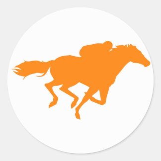 Sticker Rond Orange Horse Racing