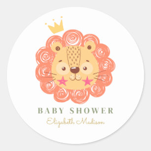 Sticker Rond Orange Lion King baby shower