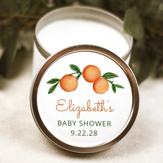Sticker Rond Orange Little Cutie Citrus Baby shower Carré Stic (Créateur téléchargé)