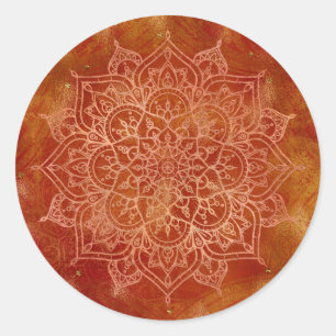 Sticker Rond Orange Mandala & Glamour Doré Moderne Chic