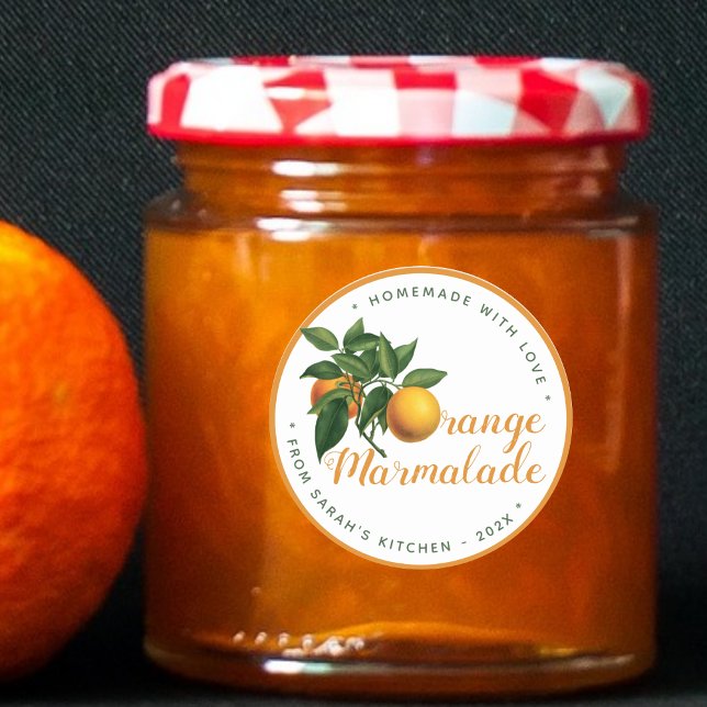 Sticker Rond Orange Marmalade fait maison avec Love Citrus Jar  (Créateur téléchargé)