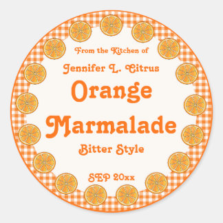 Sticker Rond Orange Marmalade sur En vichy