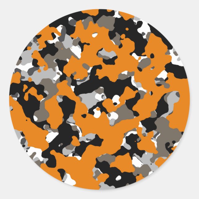 Sticker Rond Orange Noir Gris Brun camouflage camouflage imprim (Devant)