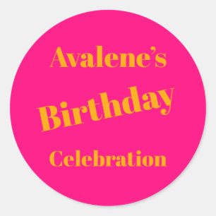 Sticker Rond Orange On Bright Rose Anniversaire Party