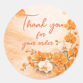 Sticker Rond Orange orchid Thank You For your order