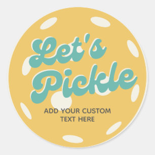Sticker Rond Orange Pickleball Pickle Texte personnalisé