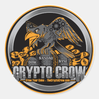 Sticker Rond Orange sur crow à cristaux noirs