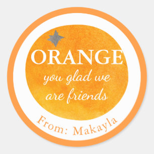 Sticker Rond Orange Vous Réjouissez Nous Sommes Amis Fruit Vale