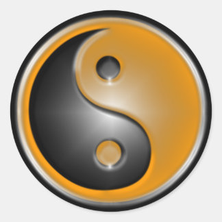 Sticker Rond Orange Yin Yang