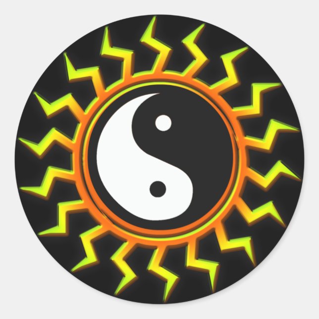 Sticker Rond Orange Yin Yang Soleil équilibré (Devant)