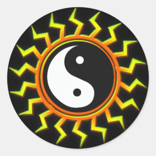 Sticker Rond Orange Yin Yang Soleil équilibré
