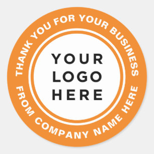 Sticker Rond Orange Your Logo Merci simple et professionnel