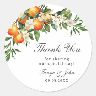 Sticker Rond Oranges Agrumes Fruits Verdure Verger Mariage