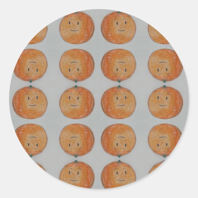 Sticker Rond Oranges tangerines mandarines agrumes mignons (Devant)