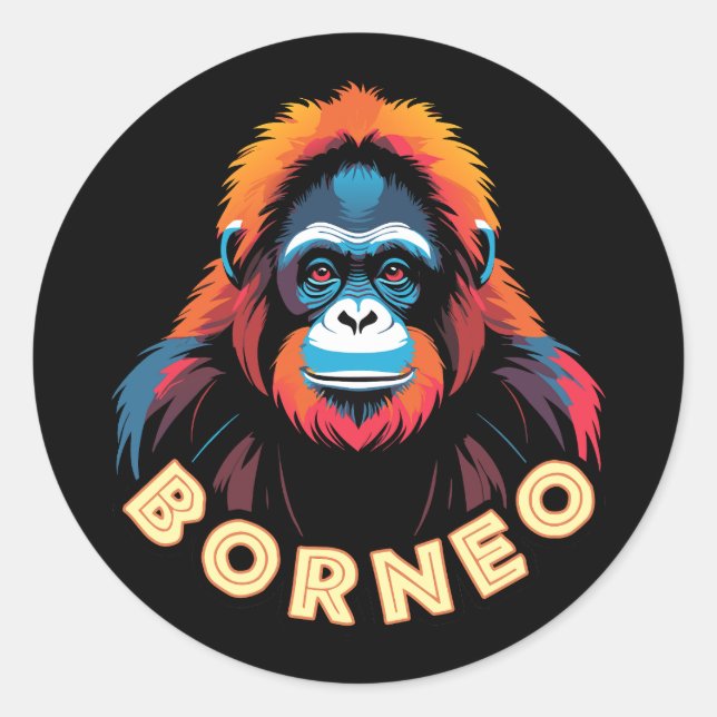 Sticker Rond Orangutan Borneo (Devant)