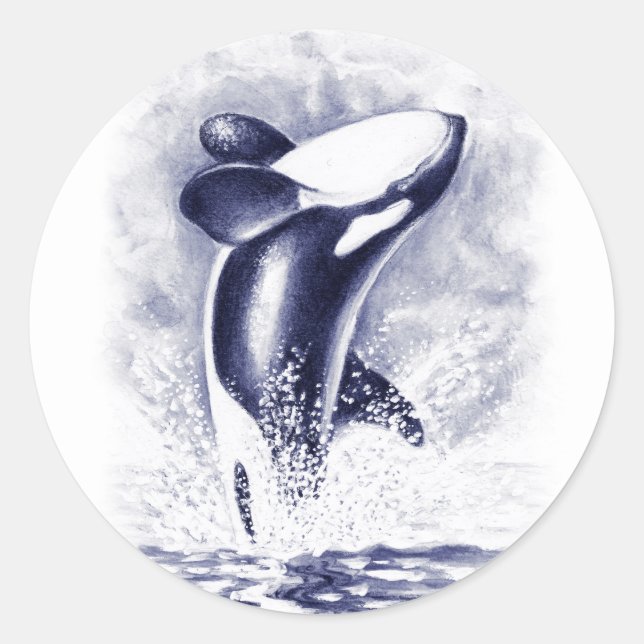 Sticker Rond Orca Breaching (Devant)