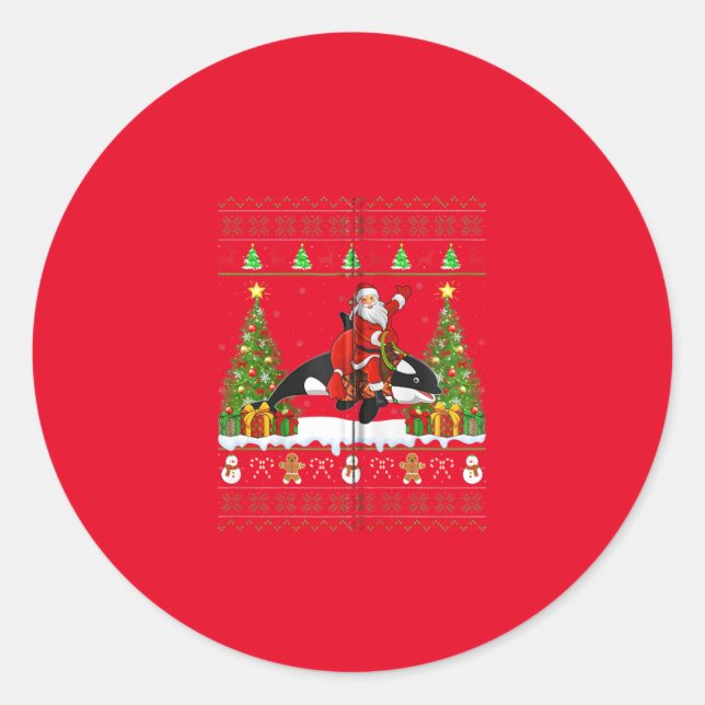 Sticker Rond orca christmas pajama (Devant)
