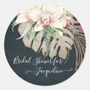 Sticker Rond Orchidée blanche bleue de la marine russe Sage de 