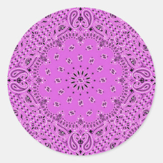 Sticker Rond Orchidée Lilac Paisley Ouest Bandana Écharpe Impri