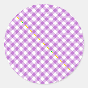 Sticker Rond Orchidée Violet Gingham Rétro