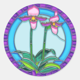 Sticker Rond Orchidées de palmes-dame en verre circulaire