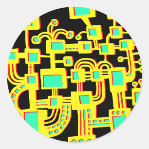 Sticker Rond Ordinateur Alien