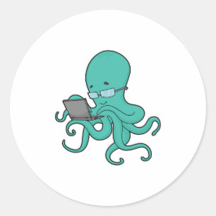 Sticker Rond Ordinateur portable Octopus