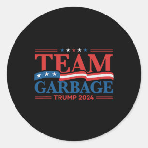 Sticker Rond Ordures pour Trump 2024 Drapeau américain Vintage
