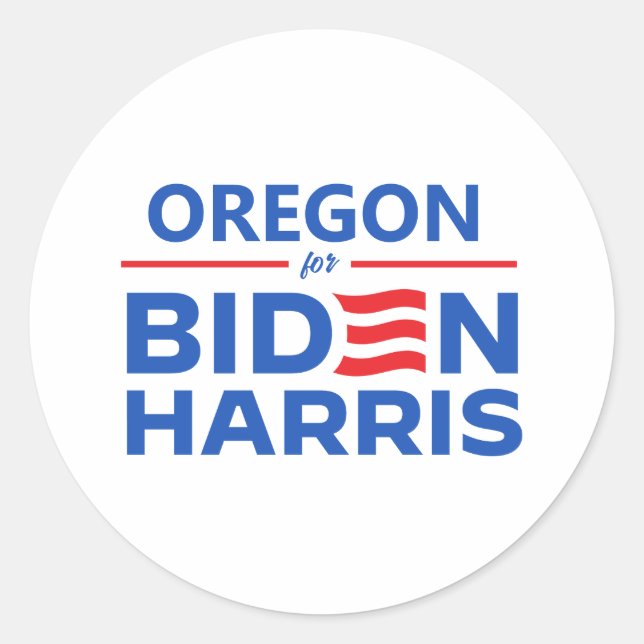 Sticker Rond Oregon pour Biden Harris (Devant)