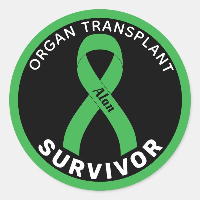 Sticker Rond Organ Transplant Ribbon Black (Devant)