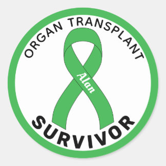 Sticker Rond Organ Transplant Ribbon White