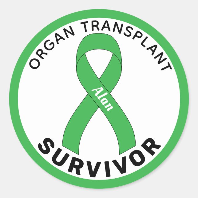 Sticker Rond Organ Transplant Ribbon White (Devant)