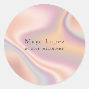 Sticker Rond Organisateur d'événements holographique or rose mo