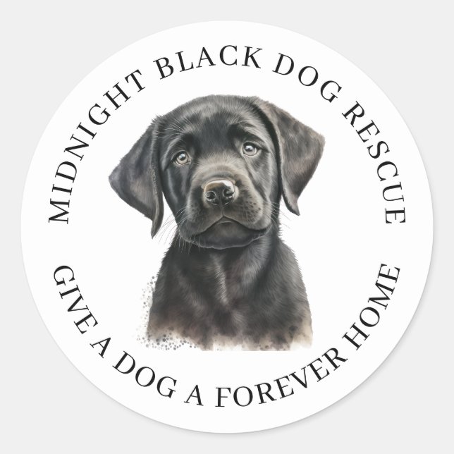 Sticker Rond Organisation de Secourt de chien noir (Devant)