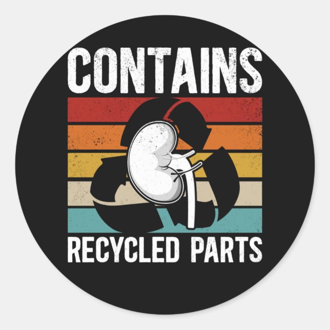 Sticker Rond Organisme Bénéficiaire Cute Transplant de rein (Devant)