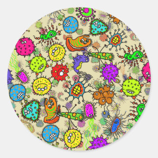 Sticker Rond Organismes de laboratoire microscopique amusants