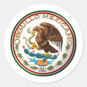 Sticker Rond Orgullo Mexicano (aigle du drapeau mexicain)