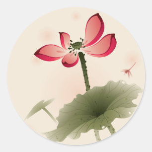 Sticker Rond Oriental Lotus