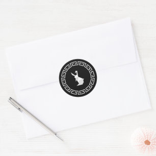 Sticker Rond Origami Chinois de Nouvel An Lapin Classique Stic
