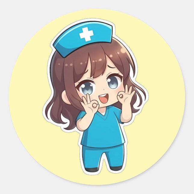 Sticker Rond Original Chibi Nurse 3.0 - Ok (Devant)