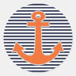 Sticker Rond Original Embroidery Anchor Capitaine Nautical