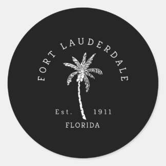 Sticker Rond Original Fort Lauderdale Palm Tree