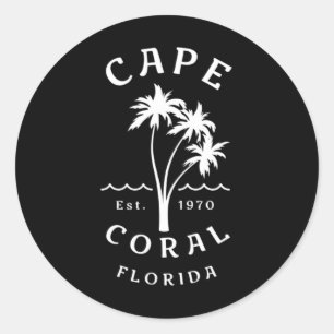 Sticker Rond Originale Cape Coral Floride Plages Nouveauté Art 