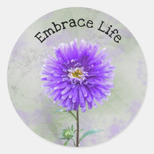 Sticker Rond Origine d'aquarelle violette dahlia