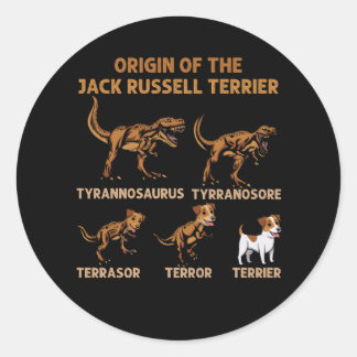Sticker Rond Origine du mème de l'évolution Jack Russell Terrie