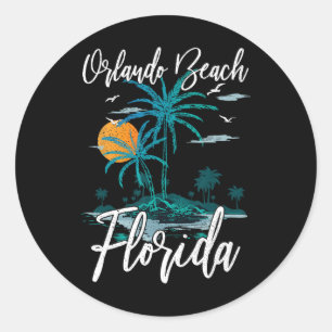 Sticker Rond Orlando Beach Floride Famille Vacances Palm Tree S