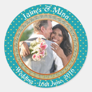 Sticker Rond Ornat bleu et or