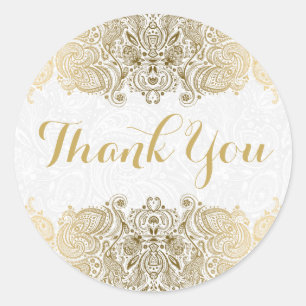 Sticker Rond Ornate or Paisley Arrière - plan blanc