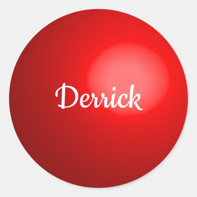 Sticker Rond Ornement de bal de Noël rouge avec nom (Devant)