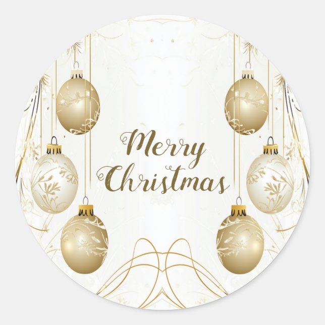 Sticker Rond Ornement d'or Noël Fête de Noël Élégant (Devant)